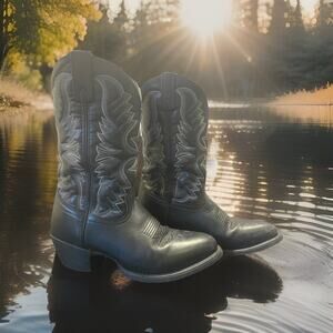 Laredo Black Leather Pull Up Western Boots Men’s Sz 7D Style 032974